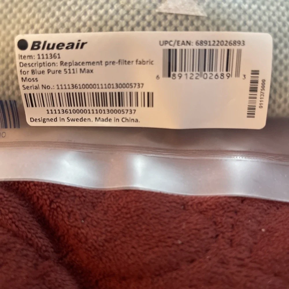 Genuine Pre-Filter For Blue Pure 511i Max Air Purifier 111361 Moss New Unopened